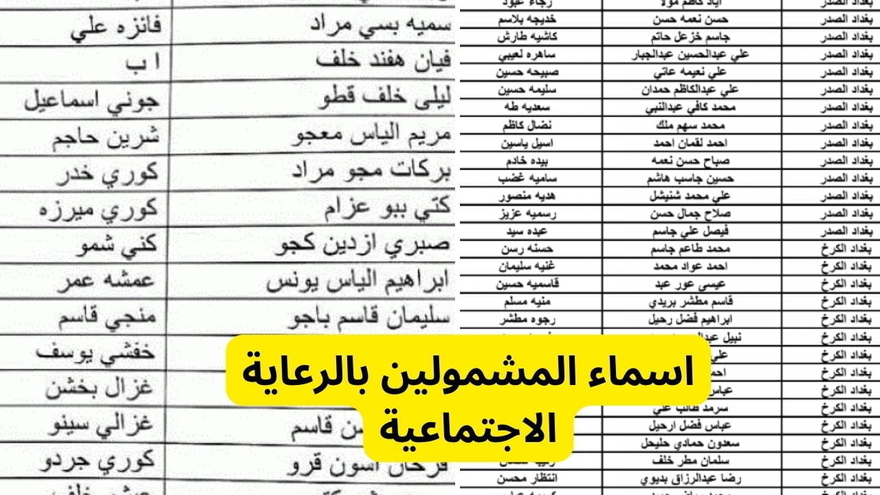 كشف اسماء المشمولين بالرعاية الاجتماعية بالوجبة الأخيرة عموم العراق 2025-2026