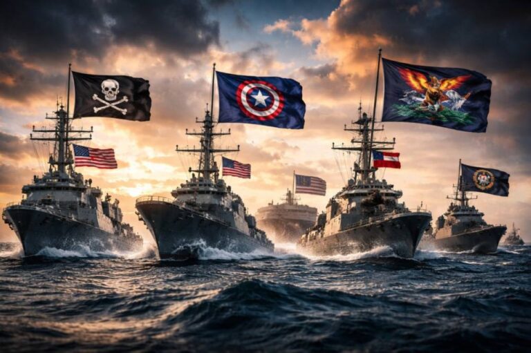 من القراصنة إلى الأبطال الخارقين كيف تكشف أعلام السفن الحربية الأمريكية عن تاريخها المثير