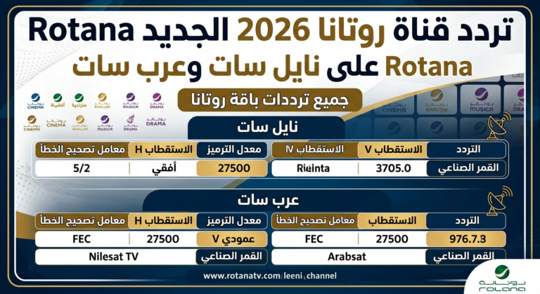 احصل على تردد قناة روتانا 2026 الجديدة على نايل سات وعرب سات مع كافة التفاصيل حول باقة روتانا
