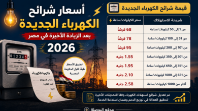 أسعار شرائح الكهرباء الجديدة بعد الزيادة الأخيرة في مصر 2026